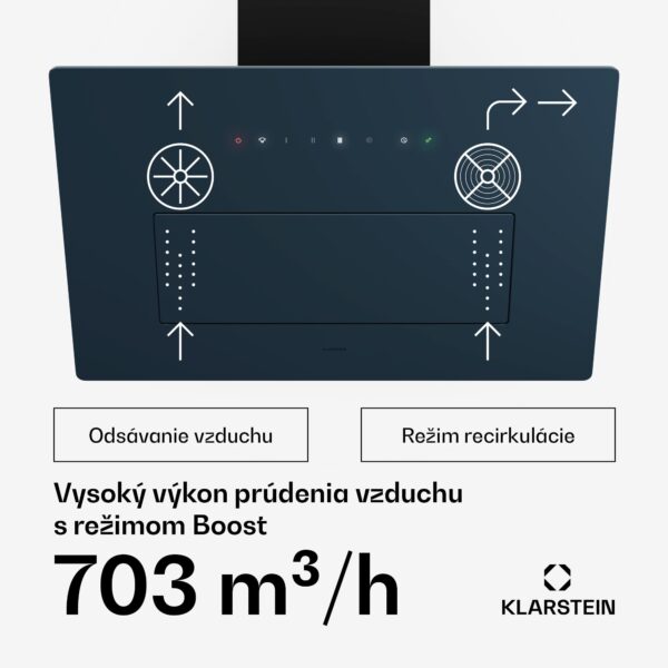 Klarstein SleekAir digestor | A+++ | 717 m³/h | dotykové ovládanie | LED | 60 cm