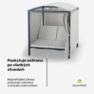 Blumfeldt Eremitage Double XL ležadlo | ochrana pred slnkom | až pre 2 osoby | kovový rám | odolné voči poveternostným vplyvom