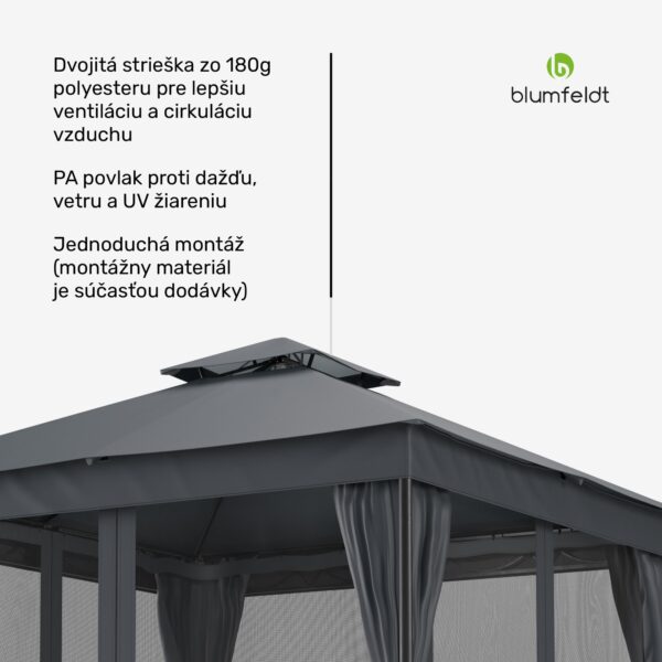 Blumfeldt Altánok Mondo Dual 3x3 s dvojitou strechou a sieťou proti hmyzu
