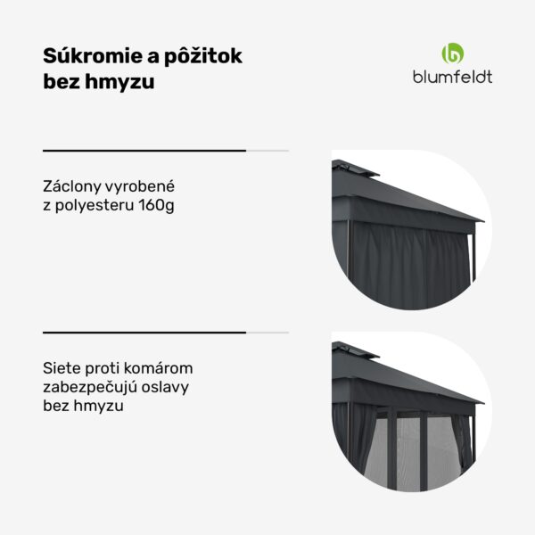 Blumfeldt Altánok Mondo Dual 3x3 s dvojitou strechou a sieťou proti hmyzu - Image 2