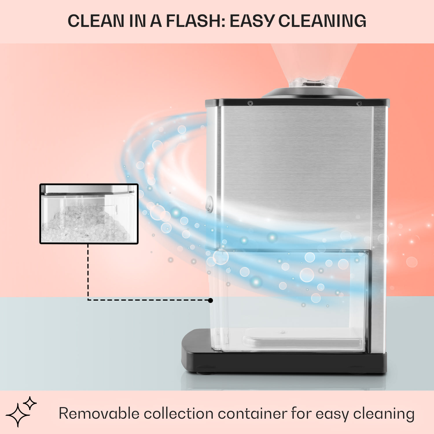 OneConcept Icebreaker, drvič ľadu, 15 kg/h, objem 3,5 l, zásobník na ľad, nehrdzavejúca oceľ - Image 2