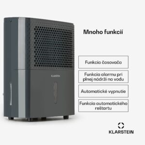 Klarstein DryFy 10, odvlhčovač vzduchu, 240 W, 10 l/24 h, 100 m³/h, 15 - 20 m², DrySelect, 40 dB, sivý