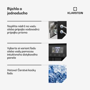 Klarstein Eiszeit výrobník kociek ľadu z nehrdzavejúcej ocele 3 veľkosti kociek ľadu strieborná