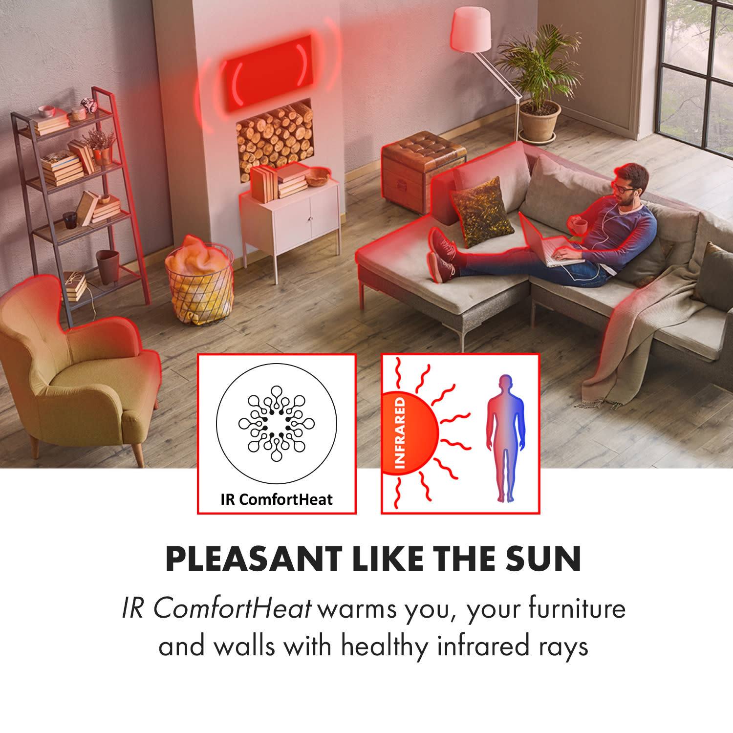 Klarstein Wonderwall Air Art Strand, infračervený ohrievač, 60 x 101 cm, 600 W, nástenná montáž