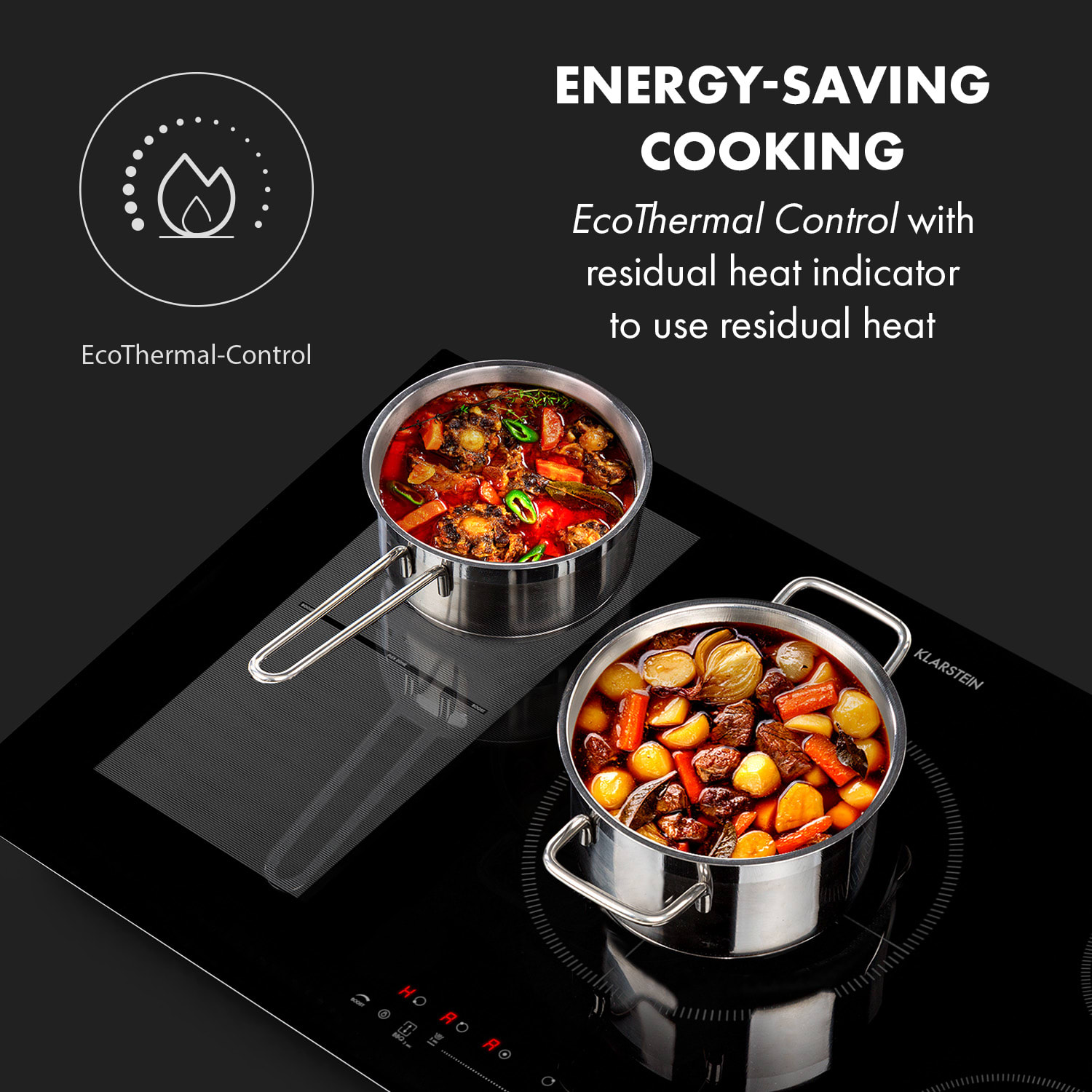 Klarstein Delicatessa 90 Hybrid, vstavaná indukčná varná doska, 7400 W, 5 zón, čierna - Image 3
