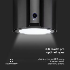 Klarstein Skyfall, digestor, 45 cm, ostrovčekový, 402 m³/h, LED, nehrdzavejúca oceľ, čierny