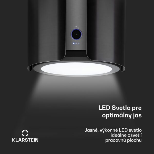 Klarstein Skyfall, digestor, 45 cm, ostrovčekový, 402 m³/h, LED, nehrdzavejúca oceľ, čierny