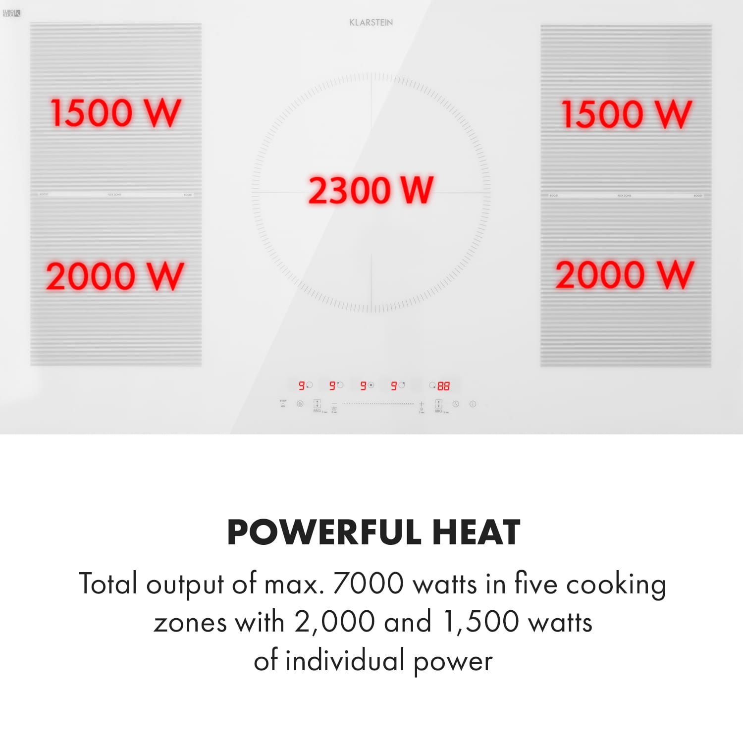 Klarstein Delicatessa 90 Flex, vstavaná indukčná varná doska, 7400 W, 5 zón, samostatná