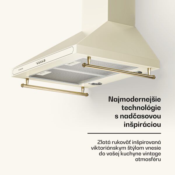 Klarstein Victoria, digestor, 60 cm, nástenný, 644,5 m³/h, LED, retro dizajn, čierny - Image 2
