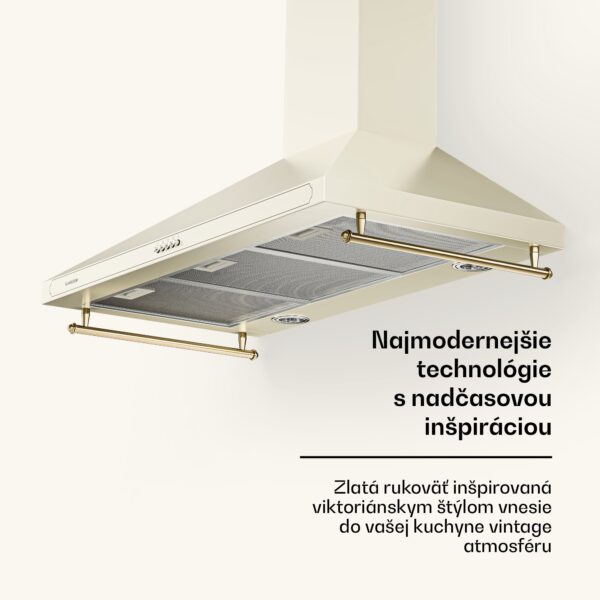 Klarstein Victoria 90, digestor, 90 cm, nástenný, 644,5 m³/h, LED, retro dizajn, slonovinový - Image 2