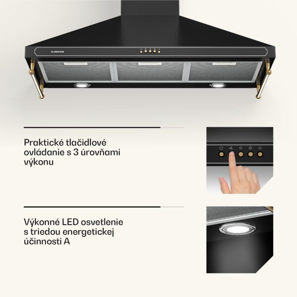 Klarstein Victoria 90, digestor, 90 cm, nástenný, 644,5 m³/h, LED, retro dizajn, slonovinový - Image 3