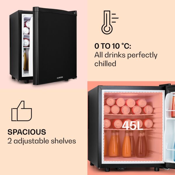 Klarstein Happy Hour 45, mini chladnička, minibar, chladnička na nápoje, 45 l, 26 dB