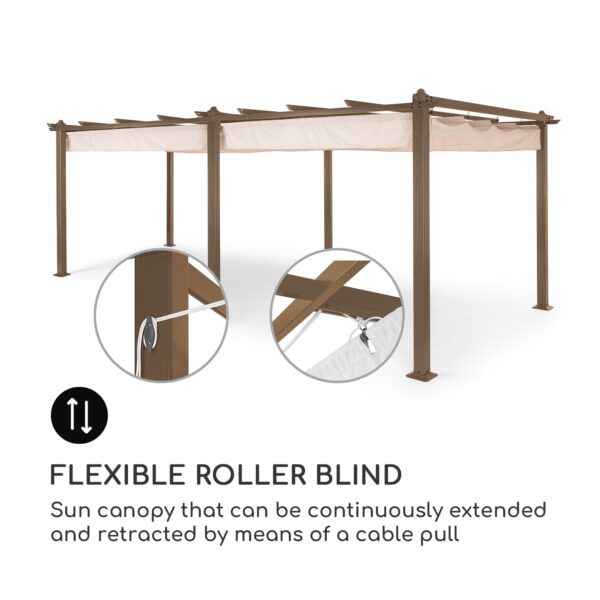 Blumfeldt Pantheon Rust, pergola, hliníková štvorhranná rúrka, 3 × 6 m, 4 rohové stĺpiky, nepremokavá