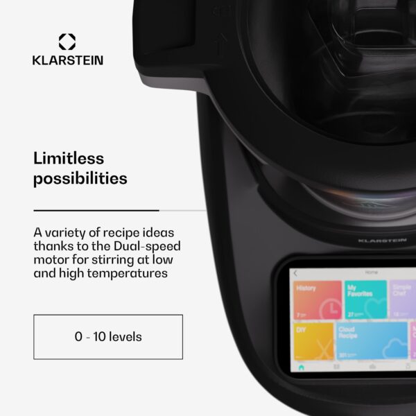 Klarstein Aria Select Smart, kuchynský robot, 1700 W, 4,7 l, ovládanie cez aplikáciu, parný nástavec, 5' TFT displej