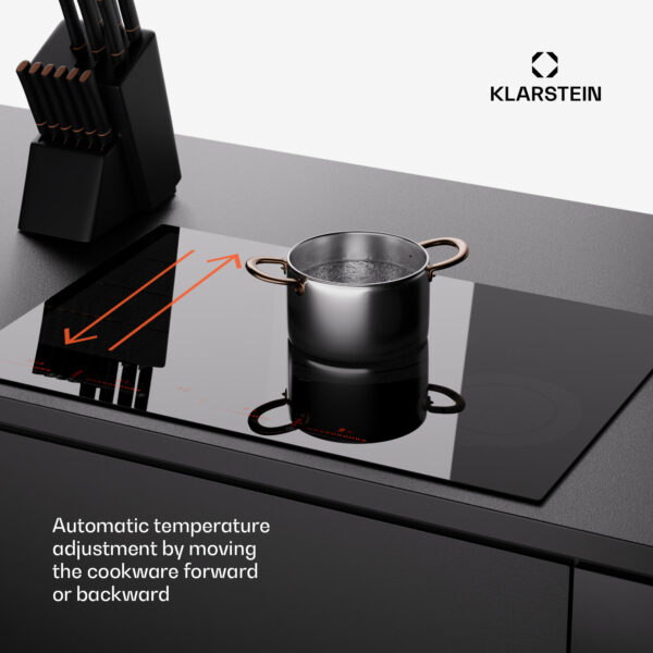 Klarstein Masterzone 77 Hybrid, indukčná varná doska, max. 7200 W, vstavaná, 4 Flex zóny, technológia ThermoBoost, Smart Flex