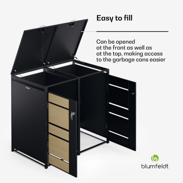 Blumfeldt BinSafe, box na odpadky, 2 odpadkové koše, 240 l, uzamykateľný, pozinkovaná oceľ odolná voči poveternostným vplyvom - Image 2