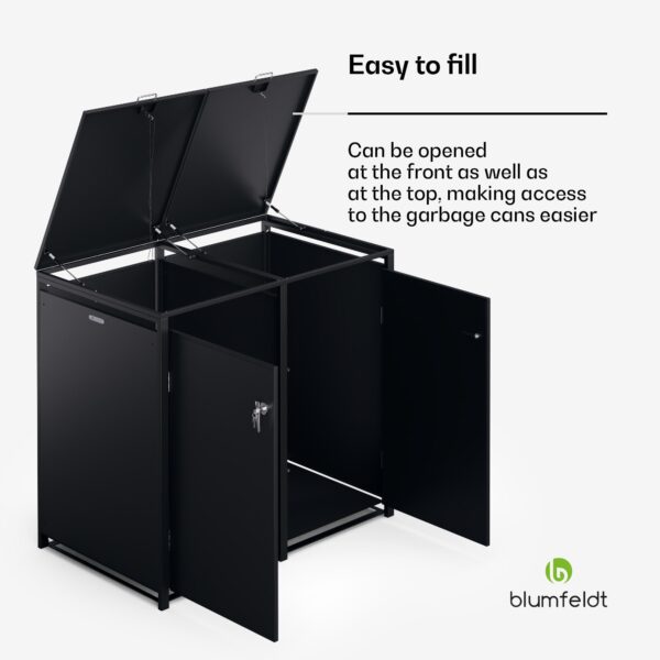 Blumfeldt BinSafe, box na odpadky, 2 odpadkové koše, 240 l, uzamykateľný, pozinkovaná oceľ odolná voči poveternostným vplyvom - Image 2