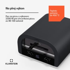Klarstein FornoVetro Pec na pizzu určená na vonkajšie použitie, Dvojité ohrevné telesá, 2200 W, 450 °C, Cool Touch