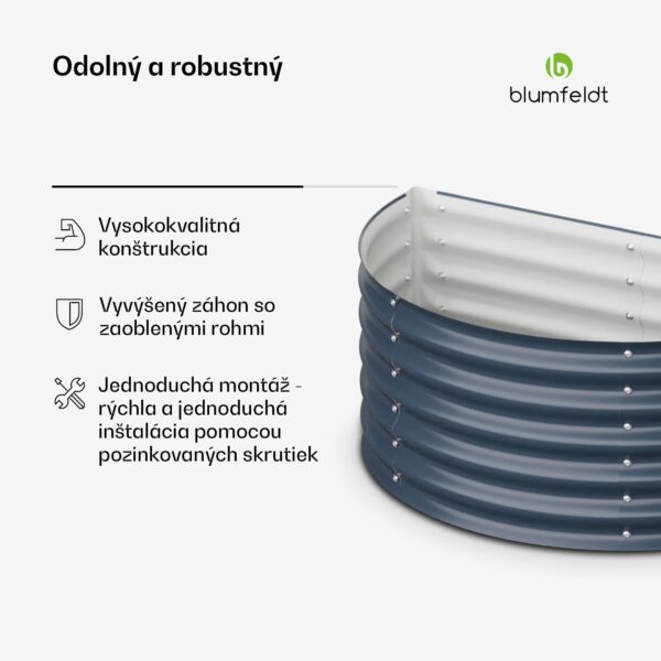Blumfeldt High Grow Half Circle, polkruhový vyvýšený záhon, 105x43x60 cm, z vlnitého oceľového plechu, jednoduchá montáž, odolný voči hrdzi a mrazu - Image 3