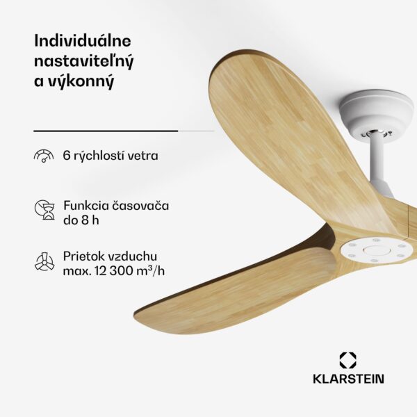 Klarstein Bahama Breeze Smart Stropný ventilátor , lopatky rotora z masívneho dreva, diaľkové ovládanie + ovládanie pomocou aplikácie - Image 2