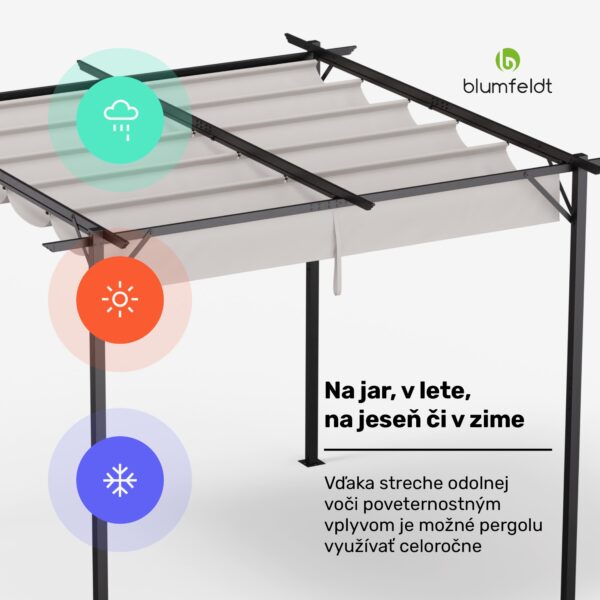 Blumfeldt Pantheon Robust, pergola, 3 x 3 m, práškovo lakovaná oceľ, odolná voči poveternostným vplyvom - Image 2