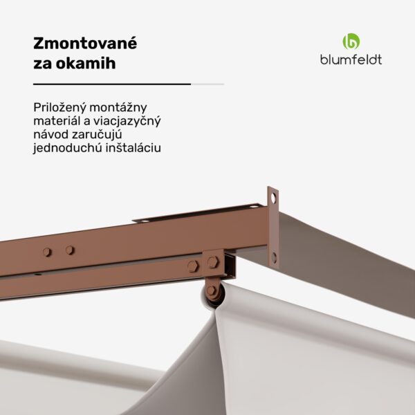 NA Blumfeldt Pantheon Wall Pergola, nástenná pergola, 3 x 3 m, práškovo lakovná oceľ, odolná voči poveternostným vplyvom