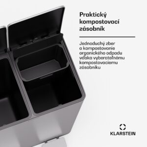 Klarstein EcoVista, odpadkový kôš s kompostérom, 60 l + 3 l/kôš + kompostér, Soft-Close