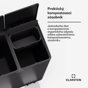 Klarstein EcoVista, odpadkový kôš s kompostérom, 60 l + 3 l/kôš + kompostér, Soft-Close