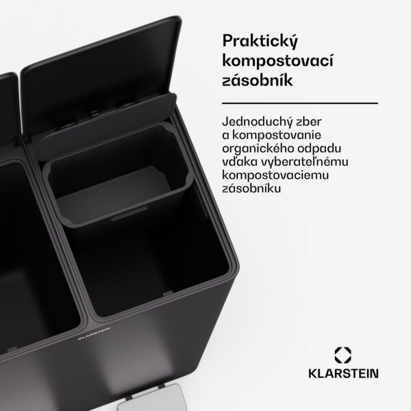 Klarstein EcoVista, odpadkový kôš s kompostérom, 60 l + 3 l/kôš + kompostér, Soft-Close