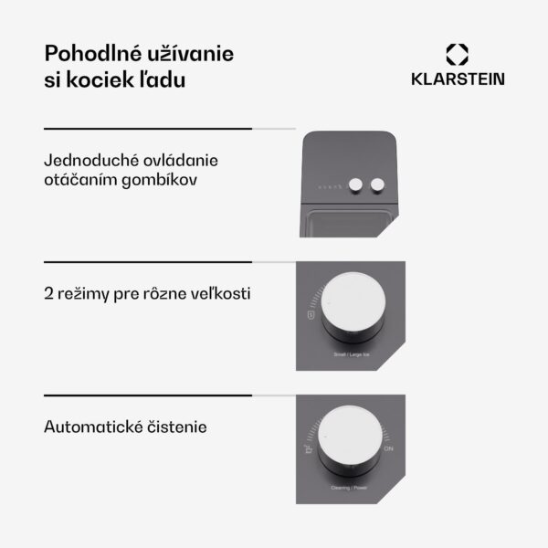 Klarstein IceCraft výrobník kociek ľadu, 2 režimy, 1,3 l studenej vody, automatické čistenie, 12 kg/24 hod