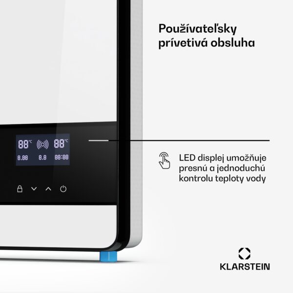 Klarstein Blaze Flow Elektrický prietokový ohrievač vody, vyhrievacie teleso z nehrdzavejúcej ocele, LED displej, 24 kW - Image 3