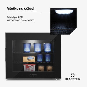 Klarstein IceAge 42 mraznička, 42 litrov, EEK E, 2 police, termostat, sklenená predná časť