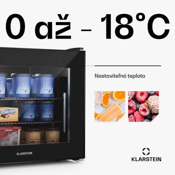 Klarstein IceAge 42 mraznička, 42 litrov, EEK E, 2 police, termostat, sklenená predná časť - Image 2
