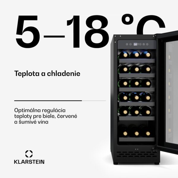 Klarstein Vinovilla 18 Uno chladnička na víno, 1 chladiaca zóna, 18 fliaš, drevené police, 5-18 °C