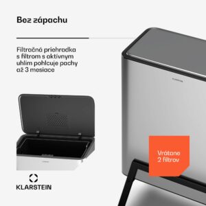 Klarstein Yuma odpadkový kôš, 30 l, vnútorný kôš, pachový filter, nožičky, otváranie tlačidlom