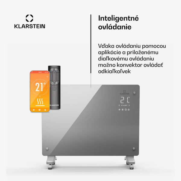 Klarstein Bansin Crystal Smart Kovektor 1500, 1500 W, Aplikácia, 5- 50 °C, LED displej, Dotykový displej - Image 2