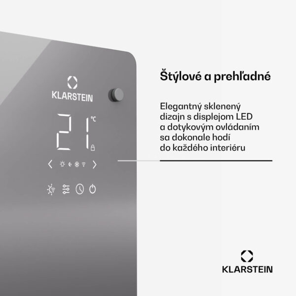 Klarstein Bansin Crystal Smart Konvektor 2500, 2500 W, Aplikácia, 5- 50 °C, LED displej, Dotykový displej - Image 3