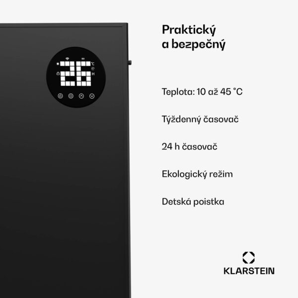 Klarstein Wonderwall Smart Bornholm Infračervený ohrievač, 400 W, Inteligentné ovládanie, montáž na stenu, LED-Displej - Image 2
