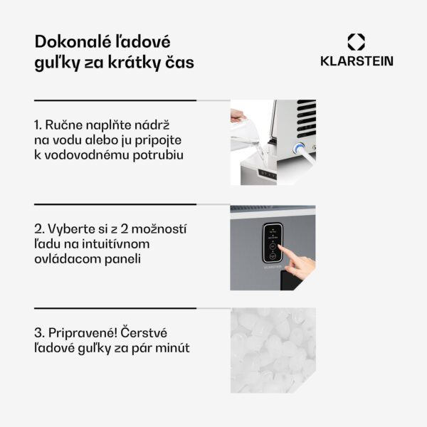Klarstein Bullet Ice výrobník ľadu, 15 kg ľadu denne, Bullet & drvený ľad, Nehrdzavejúca oceľ