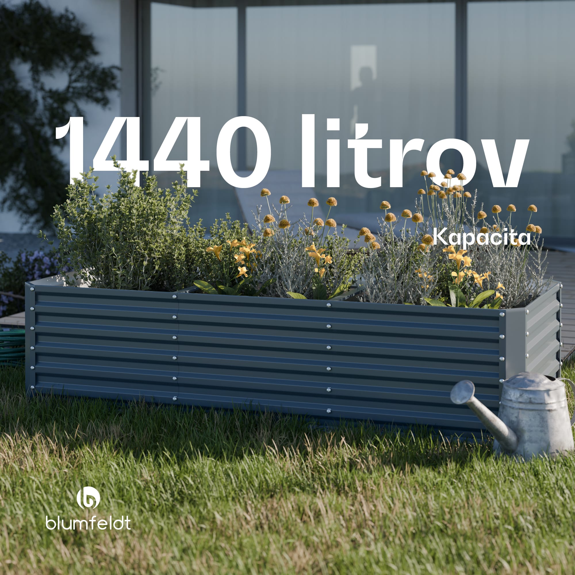 Blumfeldt High Grow Straight vyvýšený záhon, 1440 L, Ergonomický, Odolný voči poveternostným vplyvom, Otvorená základňa - Image 2