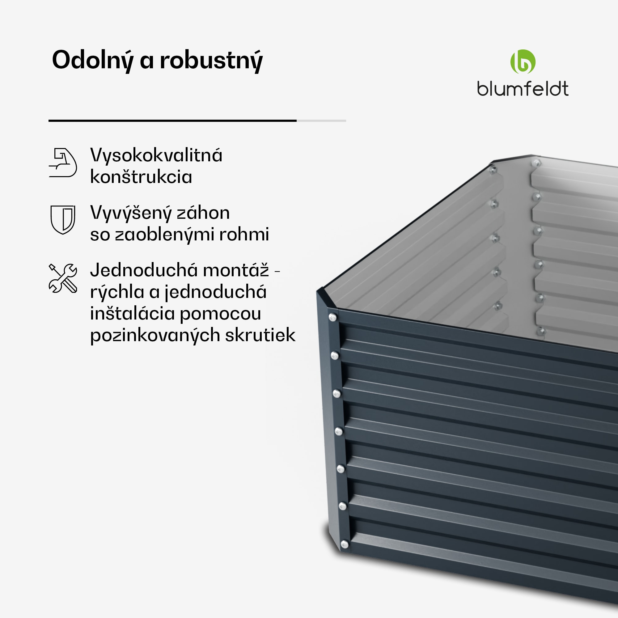 Blumfeldt High Grow Straight vyvýšený záhon, 1440 L, Ergonomický, Odolný voči poveternostným vplyvom, Otvorená základňa - Image 3