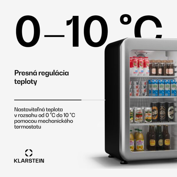 Klarstein Audrey Evo chladnička na nápoje, Retro dizajn, sklenené dvere, 93 L, EEK C