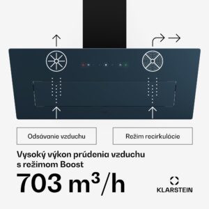 Klarstein SleekAir digestor | A+++ | 717 m³/h | dotykové ovládanie | LED | 90 cm