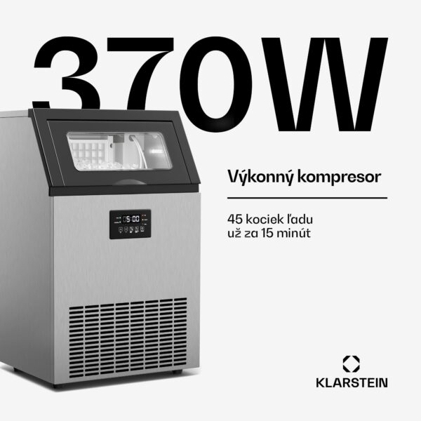 Klarstein Glacial priemyselný výrobník kociek ľadu 45 kg s LED displejom a okienkom - Image 2