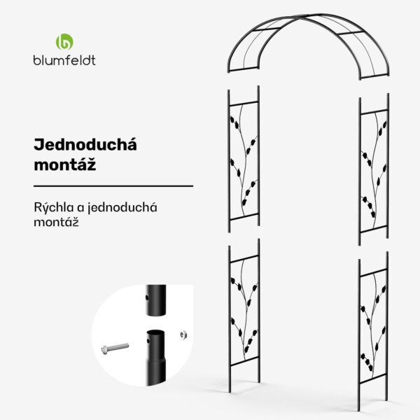 Blumfeldt FloraBelle Arch ružový oblúk, ozdobné vzory listov, odolný voči poveternostným vplyvom, pomôcka na popínanie - Image 3