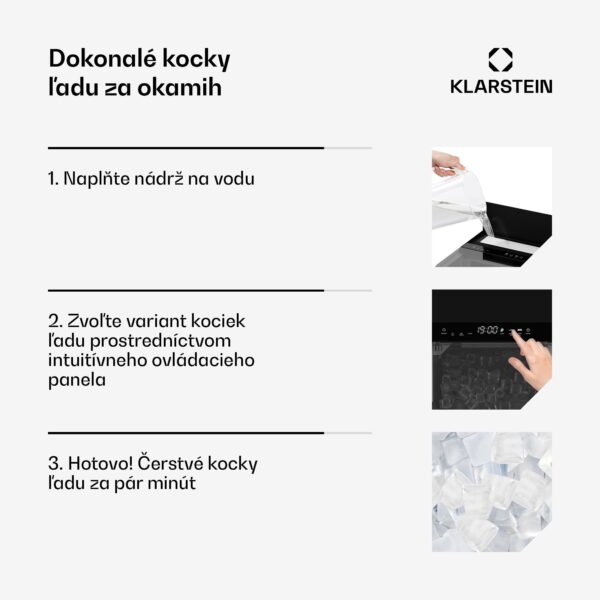 Klarstein Ice Lux výrobník ľadu, nehrdzavejúca oceľ, 23 kg/24h, samočistiaci - Image 3