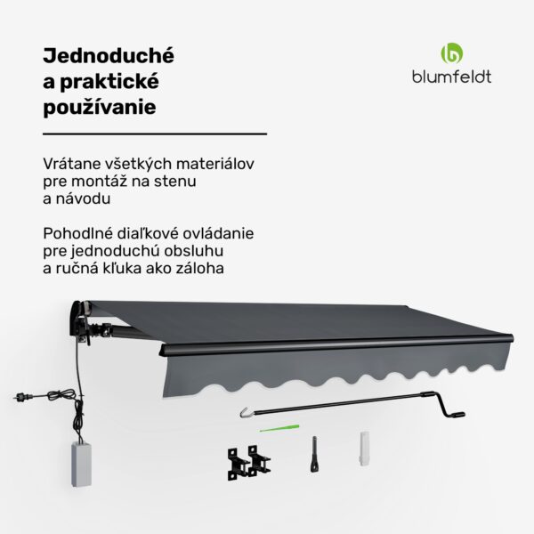 Blumfeldt CloudShade Markíza, Inteligentné ovládanie, UV ochrana, Montáž na stenu - Image 2