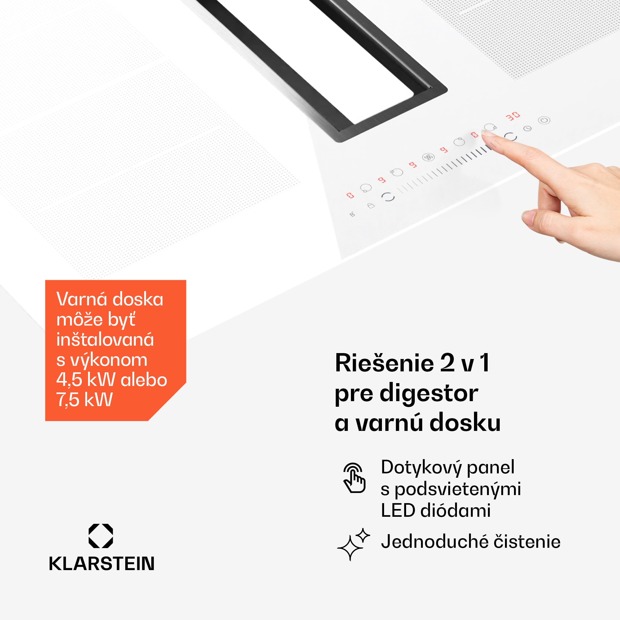 Klarstein Chef-Fusion Down Air System, 2 v 1, indukčná varná doska + digestor, výkonný, 7200 W - Image 3
