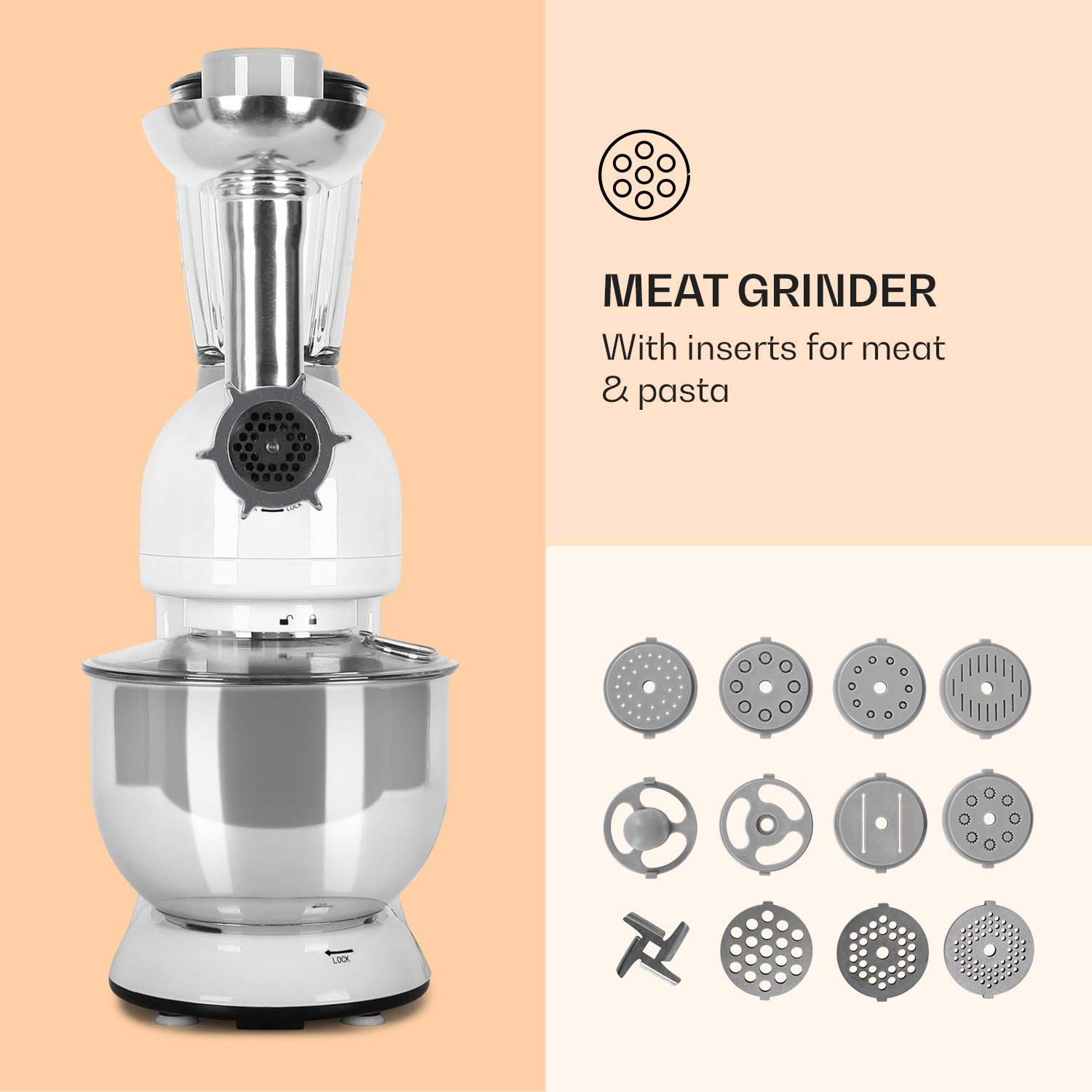 Klarstein Lucia, kuchynský robot, mixér, mlynček na mäso, 1800 W – Obrázok 2