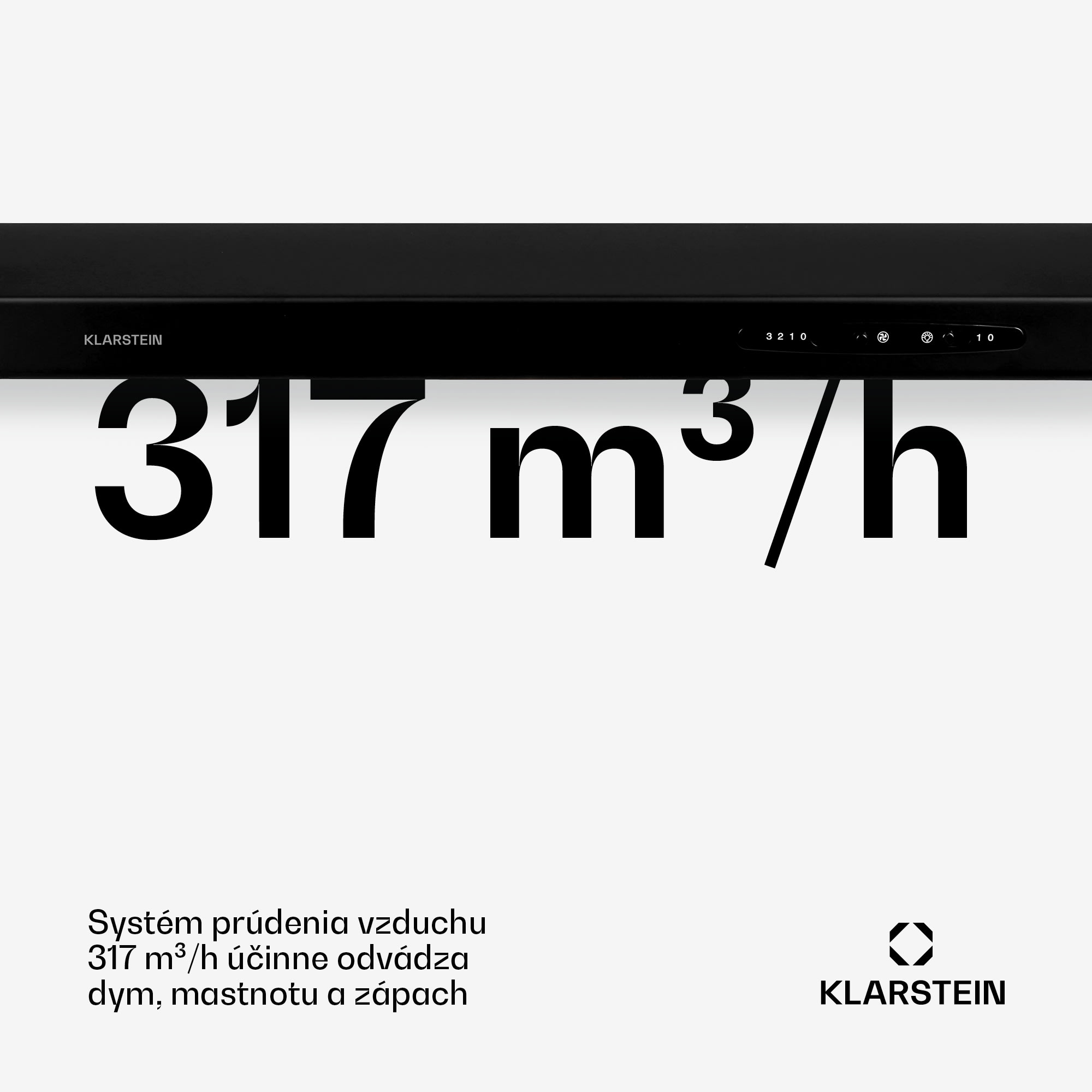 Klarstein UW60BL, digestor, 60 cm, podskrinkový, 317 m³/h, čierny